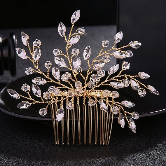FXmimior Bridal Wedding Vintage Crystal Flower Hair Comb Head Wear Hair
