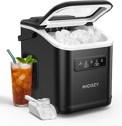 Hicozy Countertop Portable Ice Maker Self-Cleaning 6Mins 12KG/24Hrs Black