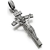 ZENLUNANO Catholic Crucifix Necklace for Men and Women, Antique Silver/Gold/Silver Gold Cross Necklace with Exquisite Jesus Pendant, 18~30" Stainless Steel Chain, Christian Jewelry Gift