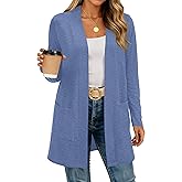 BTFBM Long Cardigans for Women Trendy Pockets Spring Clothes 2026 Casual Open Front Lightweight Shawl Cardigan