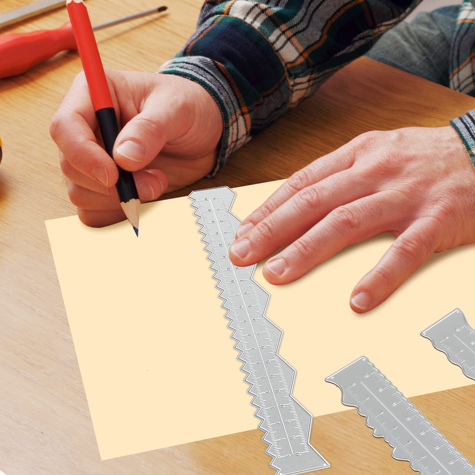 Mua 4 Pieces 8.4 Inches Metal Irregular Edges Ruler Deckle Edges Ruler ...