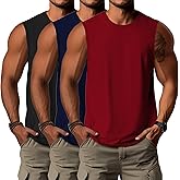 Ficerd 3 Pack Men's Big and Tall Tank Tops, Cotton Sleeveless Crew Neck T Shirts Casual Classic Summer Shirts Muscle Tees(Black, Navy Blue, Wine Red,3X-Large)