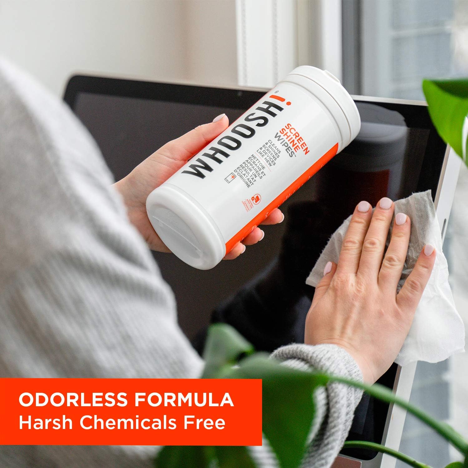 WHOOSH! Screen Shine 90 Electronic Wipes with Microsuede Cloth, Lint-Free, Non-Abrasive Wipe Design with Streak-Free Finish - Image 4