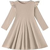 TATAKERI Toddler Girls Sweater Dresses Baby Long Sleeve Ruffle Knitted Winter Dresses for Girl Casual Solid Kids Fall