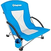 KingCamp Low Beach Chairs, Folding Portable Chair for Adults Lightweight Extra Wide Seat 300lbs Heavy Duty Oversized Backpack, Carry Bag for Camping