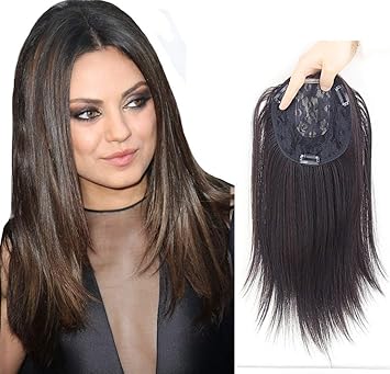 Clip In Crown Hairpiece Straight Middle Part Neck Length Women