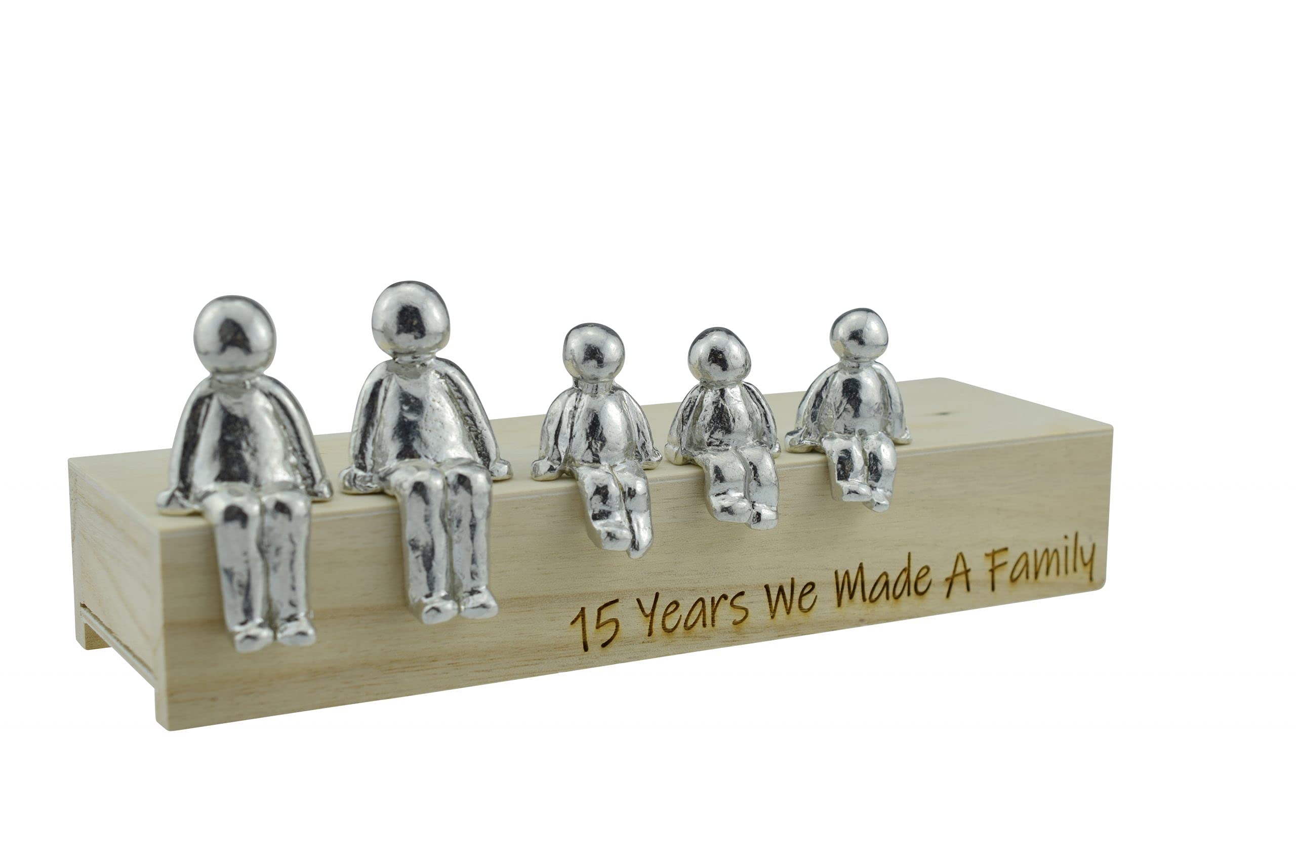 Pirantin 15th Anniversary Idea - 15 Years We Made A Family Metal Ornament - Choose Your Family Combination Box & Woodgrain May Vary(3 Children)