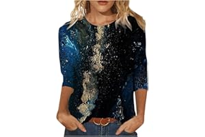 SYMOID Women's Crewneck Christmas Shirts Dressy Funny Graphic 3/4 Sleeve Top Shirts Soft Comfy Tshirt Trendy 2023