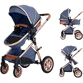 Cochildor DuraFlex 2 in 1 Baby Stroller, Foldable Travel Stroller | Infant Stroller for Newborn to Toddler, Compact Stroller with Reversible Seat, All-Terrain Wheels, UPF 50+ Canopy, Blue