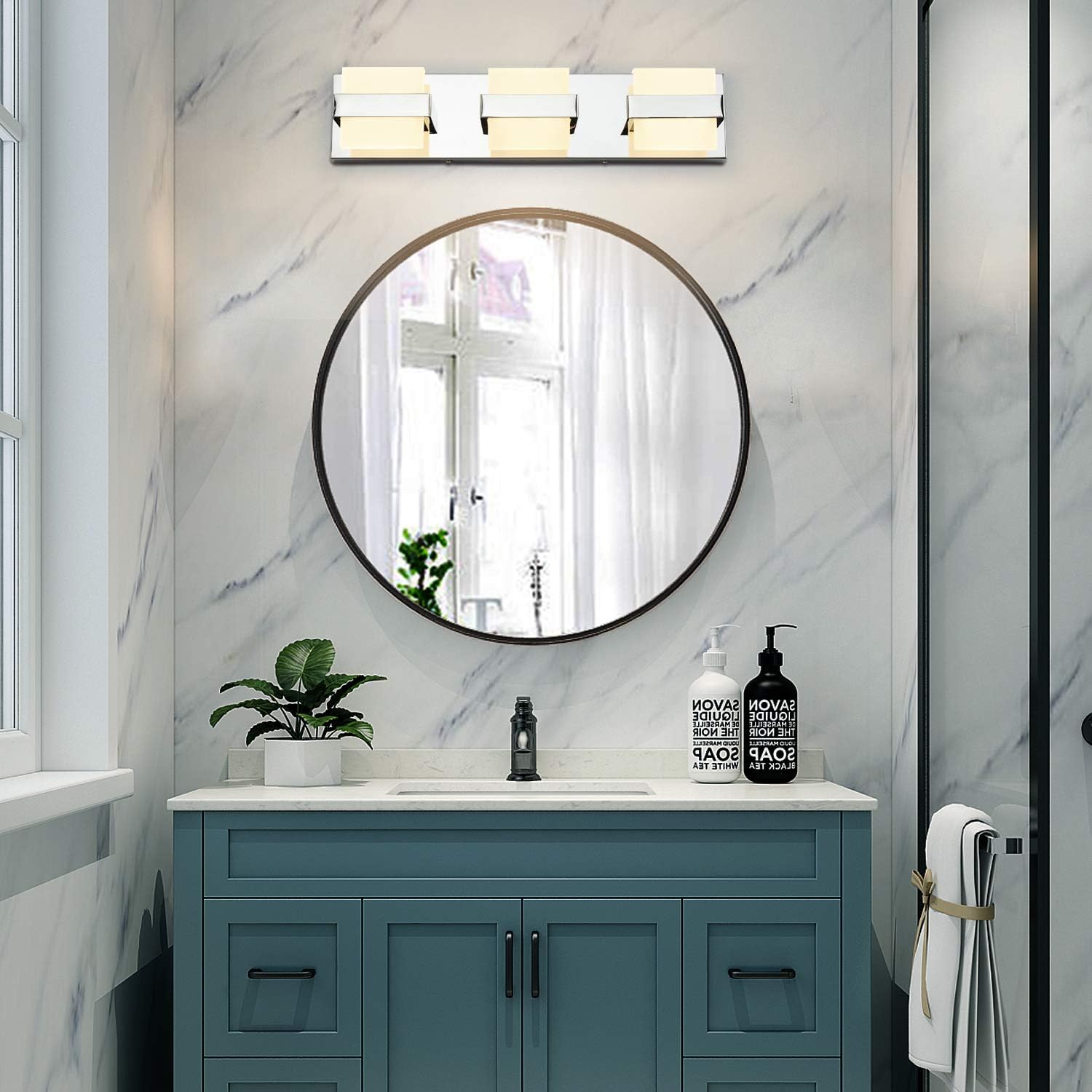 SOLFART Modern 4 Lights LED Vanity Lights for Bathroom Wall Light Fixture Over Mirror - - 