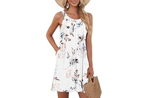 MISFAY Women's Beach Cover Up Tank Dress Casual Vacation Short Summer Halter Dresses with Pockets