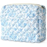 keppesring Makeup Bag for Women Cosmetic Bag,Printed cotton material Cosmetic Bag,Makeup Pouch Cute Makeup Bag,Purse Zipper Storage Bag Floral Toiletry Organizer Bag for girls(Orchid)