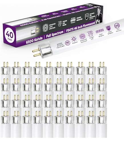 Luxrite F54T5/841/HO 54W T5 Fluorescent Tube – 4100K 4200 Lumens – 4 Pack – 46 Inch