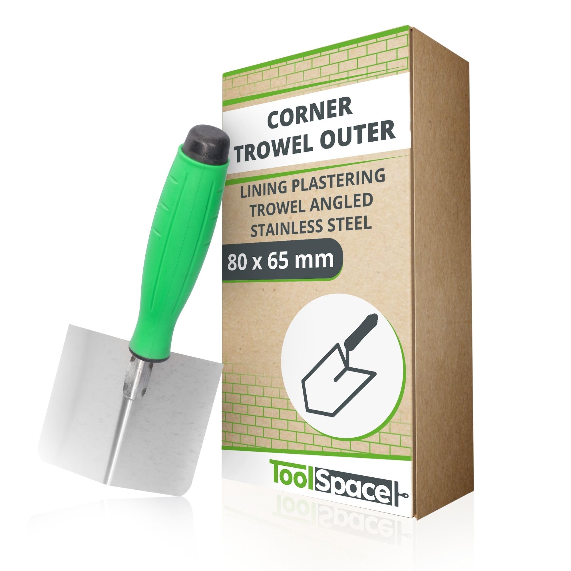 ToolSpace External angle trowel 85x60 mm Angle spatula, Stainless steel angle trowel Angle trowel with soft handle for plastering work