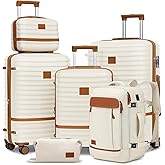 Joyway Expandable Luggage Sets 5 Piece, Lightweight Hard Shell Travel Suitcase Set with Spinner Wheels and TSA Lock, White