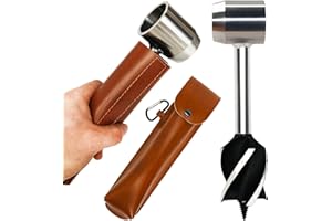 MINLIGUY Survival Tools, 1.5 inch Bushcraft Hand Auger with Scotch Eye for Large Wood Pegs, Hand Auger Wood Drill, Essential Bushcraft Gear Manual Drill Hole Maker W/Settlers Wrench for Camping, Outdoor