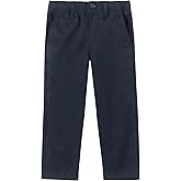 Nautica Boys School Uniform Twill Khaki Pants, Flat Front & Elasticized Waistband, Zipper Closure With Faux Button