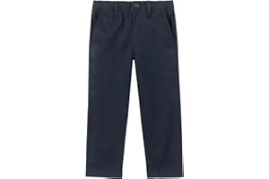 Nautica Boys School Uniform Twill Khaki Pants, Flat Front & Elasticized Waistband, Zipper Closure With Faux Button