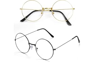 Spooktacular Creations 2PCS Halloween Fake Wizard Glasses, Old Men Wire Round Glasses Toys, Costume Eyeglasses for Women Men Party Dress Up Accessories Prop Black