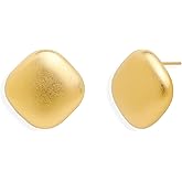 Frigotine Chunky Gold Stud Earrings for Women, Trendy Statement Vintage Geometric Frosted Prom Wedding Fashion Jewelry Gift