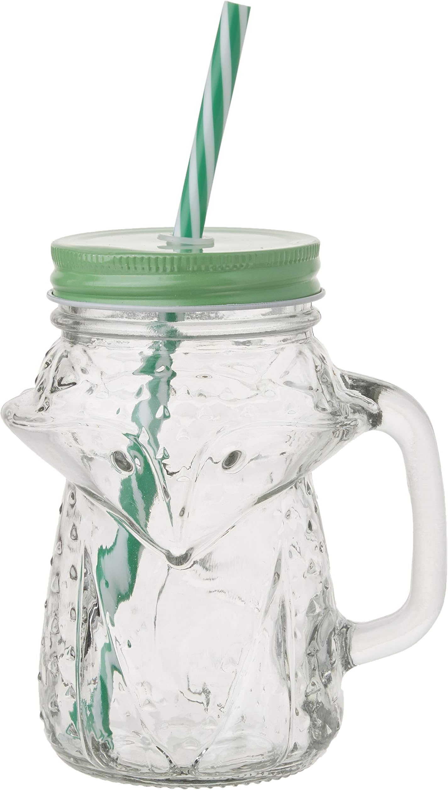 Circleware 69065 Fox Mason Jar Drinking Mug Glasses with Assorted Lid and Straw Set of 4 Kitchen & Home Glassware for Water, Milk, Beer, Ice Tea, Dining Beverage Gift, Farmhouse Decor, 16 oz, Clear