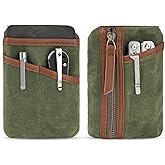 SAYRAM SP10 Waxed Canvas EDC Pouch, EDC Organizer Pouch for Men, Small Pocket Organizer Pouch for Coins, Phone, Multitool, Flashlight, EDC Gears