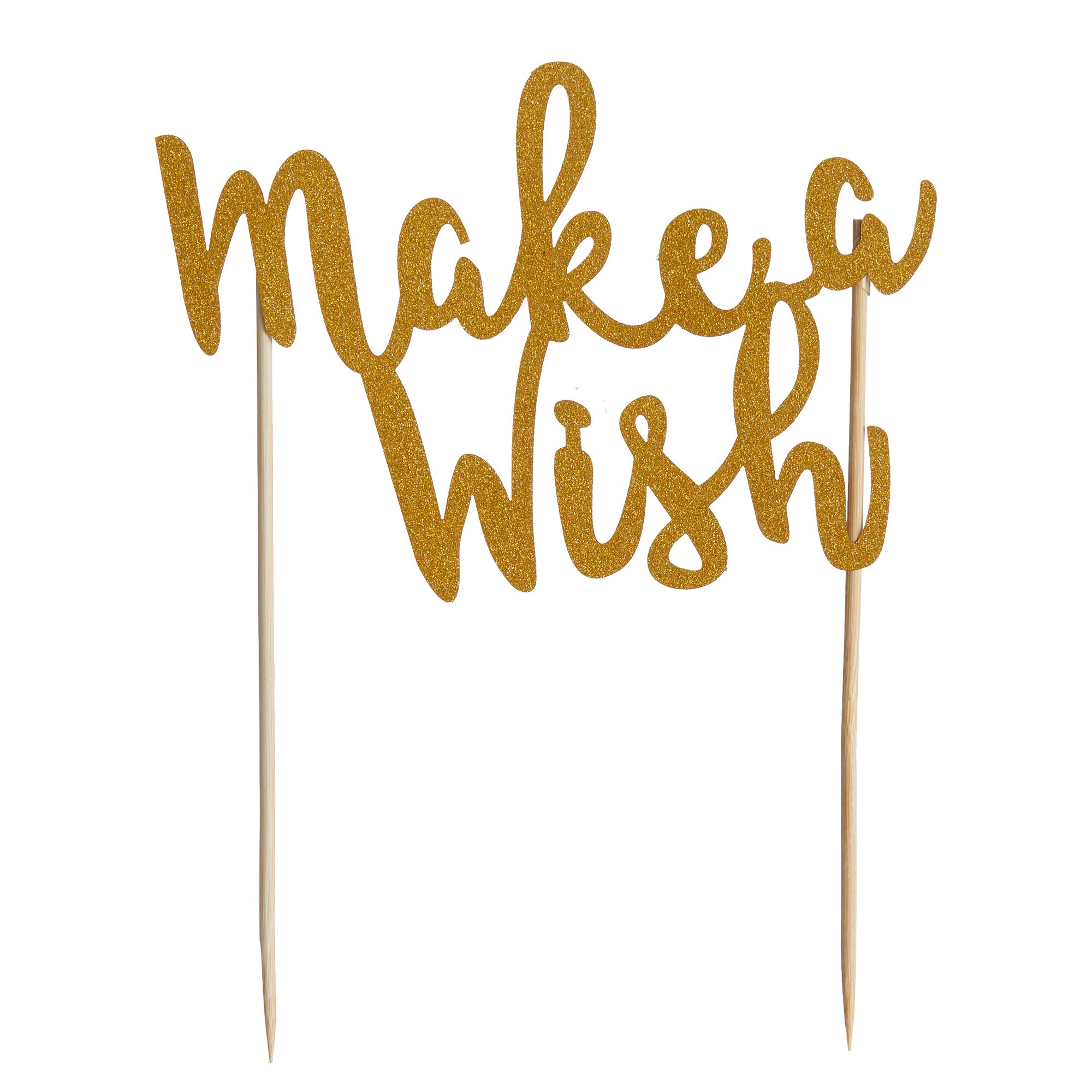 Mason Cash Make A Wish Gold Glitter Birthday Cake Topper, Paper