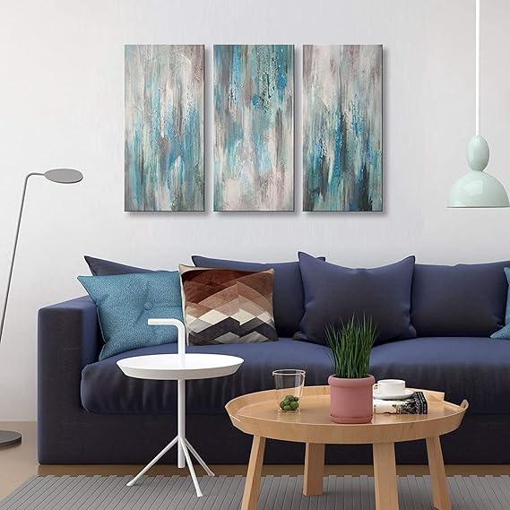 3 pieces abstract framed wall art for living room bedroom canvas print sea of clarity artwork for home decoration ready to hang 24x36inch