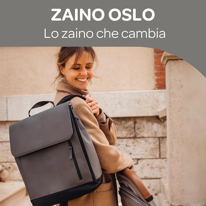 , Borsa Fasciatoio, Zaino, Impermeabile, 11 tasche, Fasciatoio, Gomma riciclata, Traspirante, Manici e Schienale Imbottiti, Tasca Ssolante, PC17 pollici, 19L, Borsa Oslo, Antracite