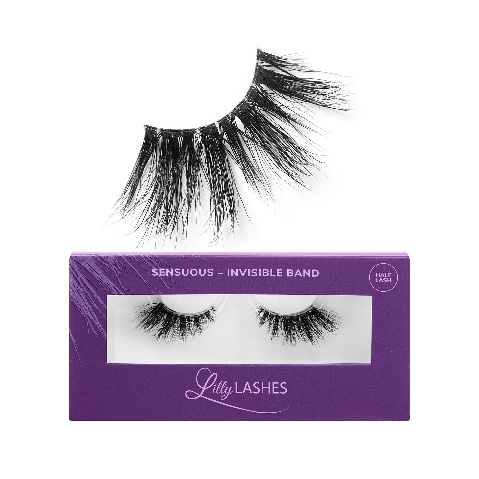 Photo 1 of Lilly Lashes Sheer Band, False Eyelashes with Invisible Band Lashes, Mink Lashes + Volume, 3D Faux Mink Eyelashes, Clear Band Eyelashes, Reusable Eyelashes 20x, Lash Glue not Included, 15mm (Sensuous)