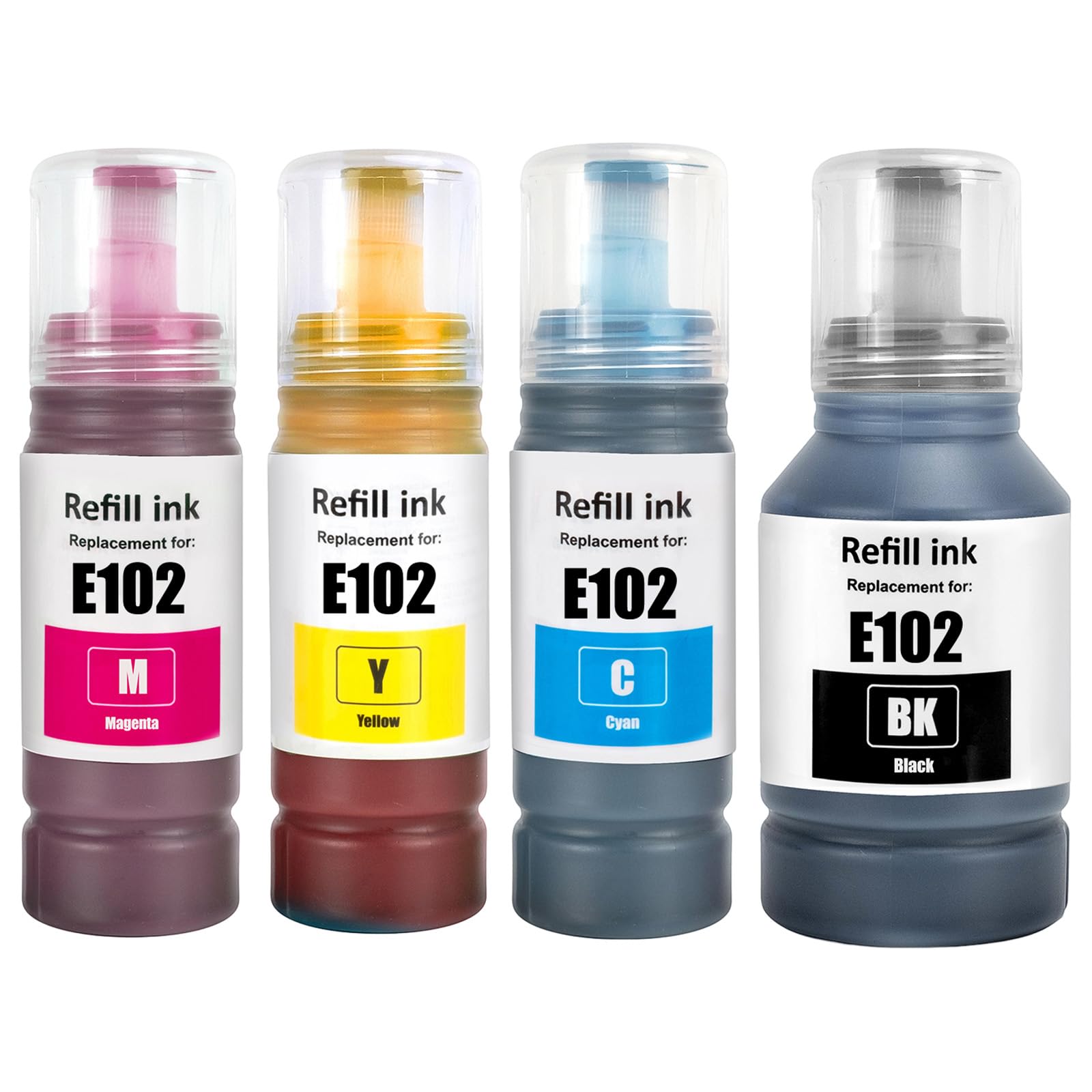 LAIPENG 102 Ink Compatible with Epson 102 Ink Cartridges Bottle Multipack for Ecotank ET-2750 ET-2751 ET-2756 ET-2850 ET-2856 ET-3700 ET-3750 ET-4750 ET-4850 ET-4856 ET-15000 (BK/C/M/Y)