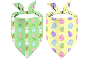 XGXHZYLC Easter Dog Bandana, 2 Pack Adjustable Holiday Party Birthday Pets Rabbit Easter Egg Bandana Triangle Bibs Cat Scarf Set
