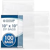 Spartan Industrial - 10” X 10” (100 Count) 2 Mil Clear Reclosable Zip Plastic Poly Bags with Resealable Lock Seal Zipper
