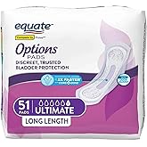 Equate Options Women's Incontinence Pads, Ultimate Absorbency, Long Length (51 Count) with IncrediShop Gift Bookmark.