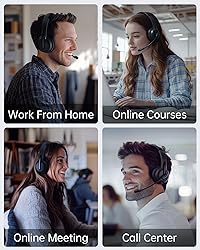 Wireless Headset with Mic for Work with AI Noise