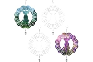 ACFUNIQUE Sublimation Wind Spinner Blanks 4 Pack 3D Aluminum Wind Spinners Sublimation Blanks Metal DIY Wind Spinner Hanging Wind Sculpture for Yard Garden Indoor Outdoor Decoration(Dog)