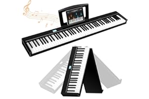 TERENCE V30 Digital Piano 88 Key Weighted Keyboard, Full Size Piano Keyboard with 2X5W Speakers, Music Stand and Sustain Pedal, Portable Folding Piano Gift Teaching for Beginners