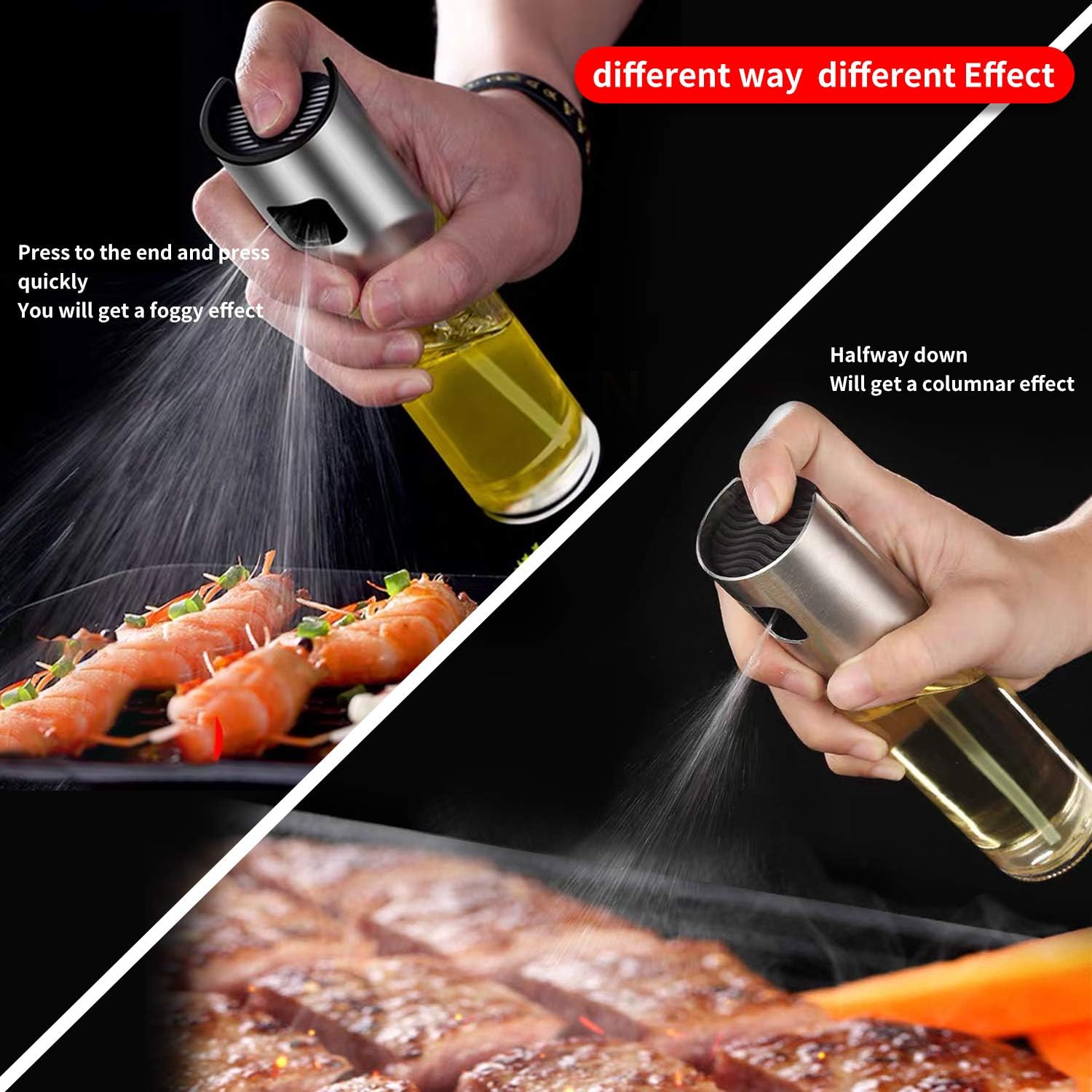 Oil Sprayer Dispenser, Olive Oil Sprayer, Spray Bottle for Oil Versatile Glass Spray Olive Oil Bottle for Cooking, Vinegar Bottle Glass, for Cooking, Baking, Roasting, Grilling: Kitchen & Dining