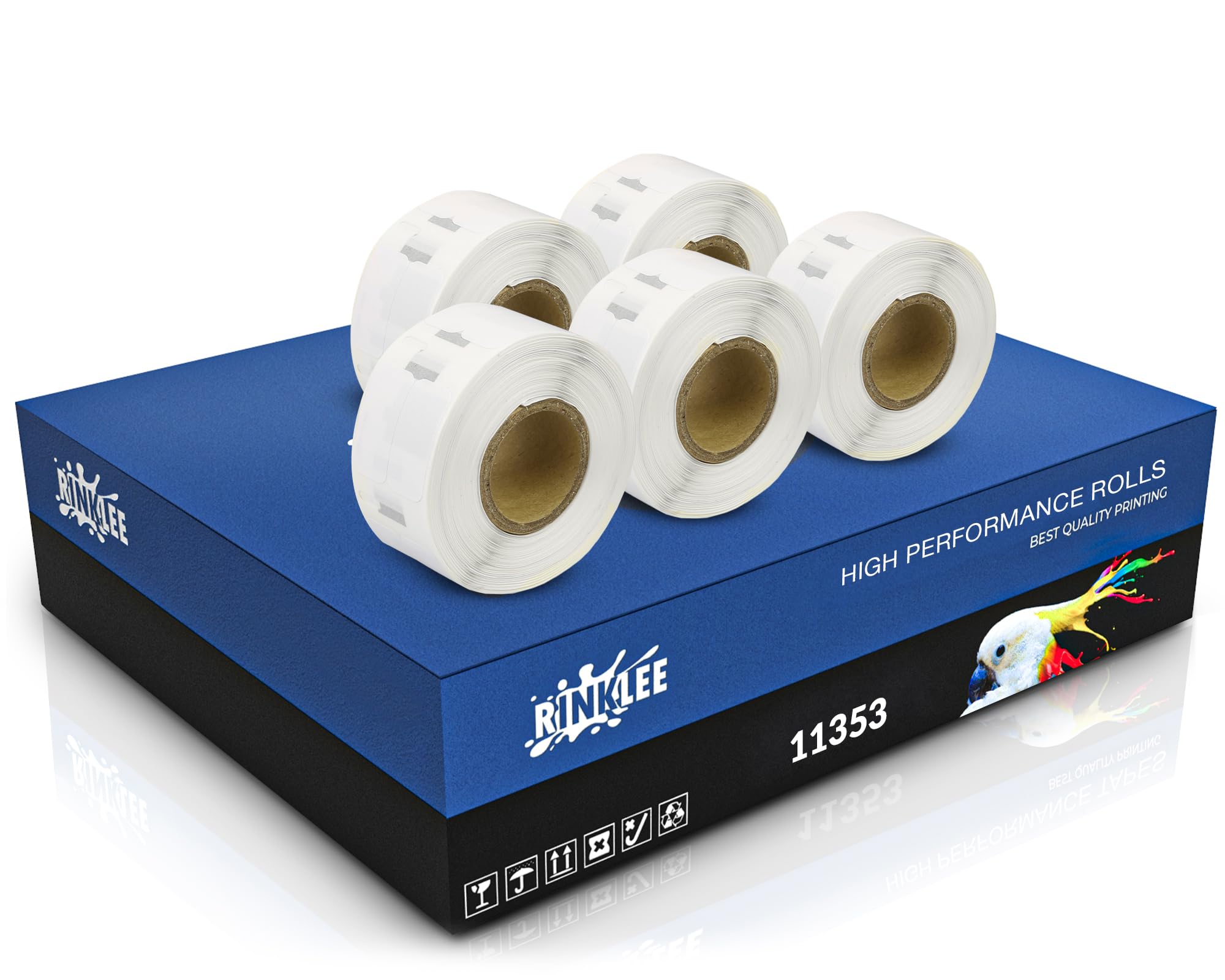 RINKLEE 11353 S0722530 Label Rolls Compatible with DYMO 4XL 450 400 330 320 310 Duo/Turbo/Twin Turbo Seiko SLP 450 430 420 410 400 200 100 | 12 x 24 mm | 5-Pack