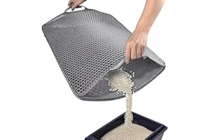 TidyNuts Cat Litter Mat with Handles, 30"x 24" Litter Trapping Mat, Double Layer Honeycomb Litter Box Mat, Waterproof Urine Proof Kitty Litter Mat,Easy Clean Scatter Control