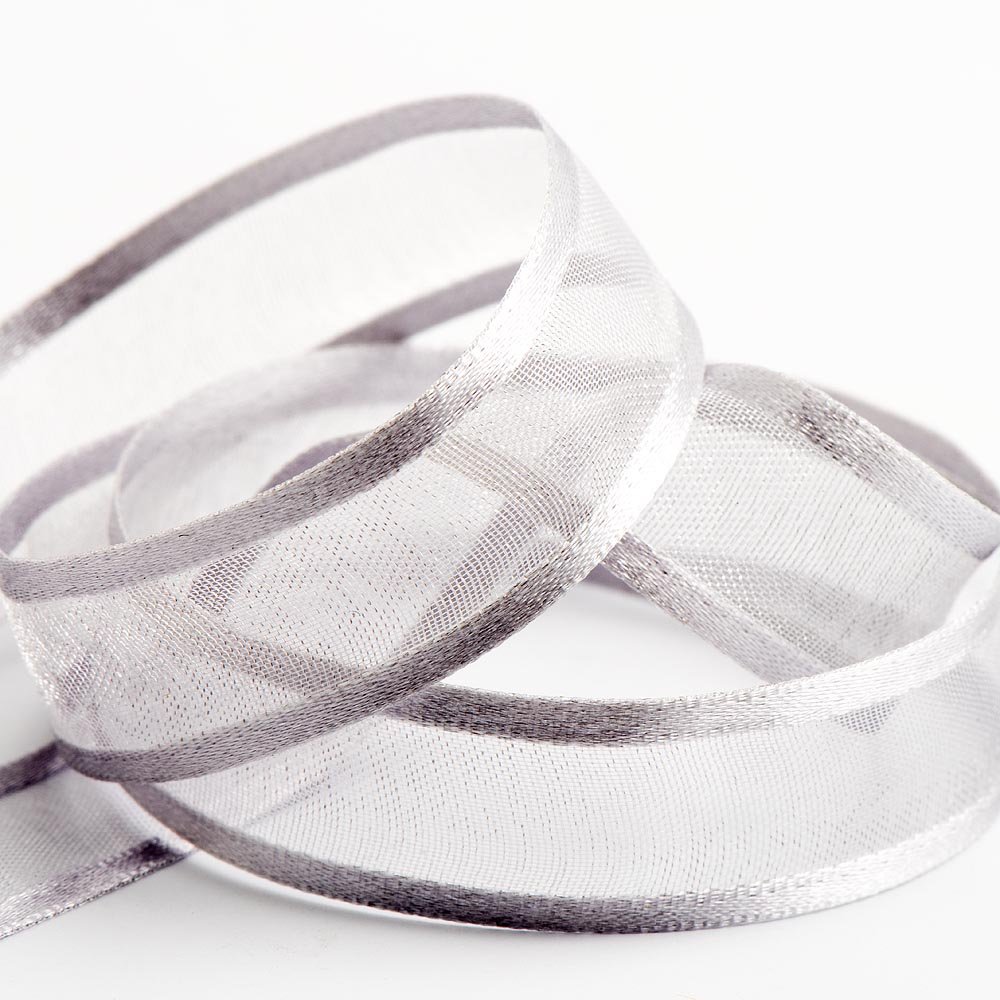 Italian Options - Satin Edge Organza Ribbon - 25mm x 25M - Silver