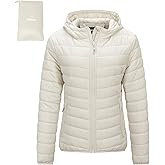 Outdoor Ventures Women's Packable Lightweight Full-Zip Puffer Jacket with Hood Quilted Winter Coat