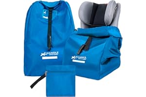 LASUK Car Seat Travel Bag for Airplane, Large Waterproof Car Seat Bags Fits Most Infant Car Seats, Convertible Car Seats, Booster Seats, Car Seat Bases, Adjustable Shoulder Strap, Blue