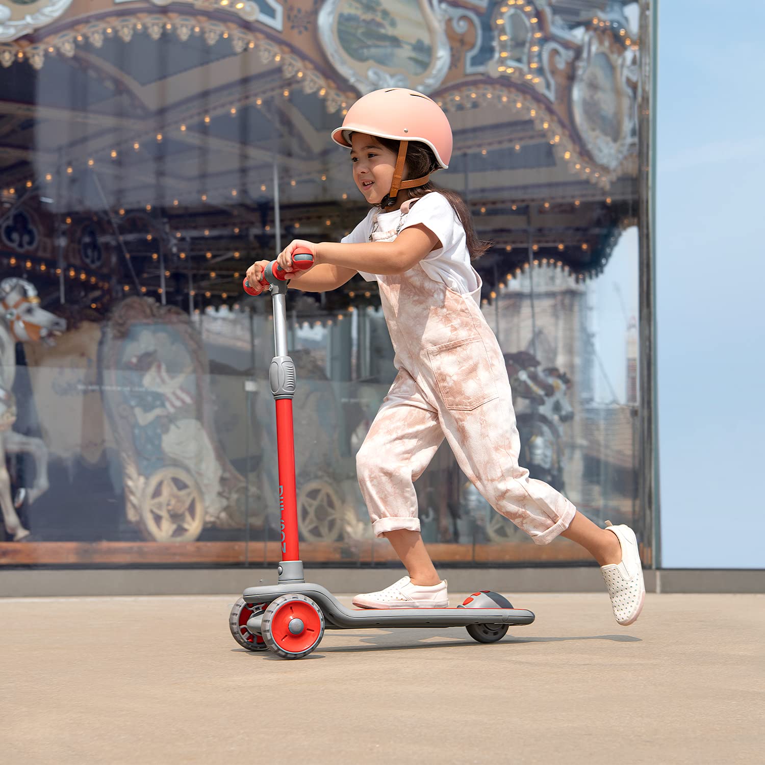 Gleam Kids Kick Scooter | LED Light-Up Wheels | Rear Foot Brake | Adjustable Handlebar | Wide Deck | Lean-to-Steer | Three Wheels | 5” Front Wheels | 3.5” Rear Wheel | Ages 3+
