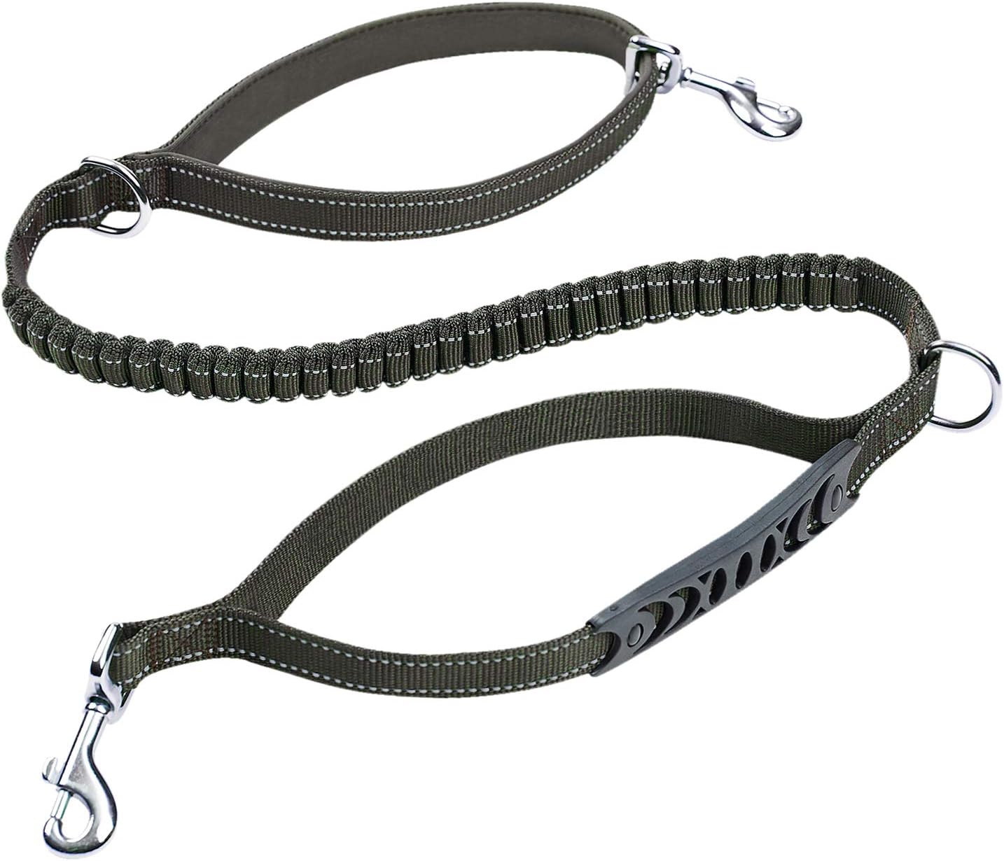 HollyChoice Hands Free Bungee Running Dog Lead Dog Walking Leash Comfortable and Safety (Olive)