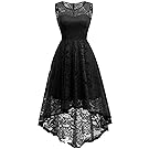 MUADRESS 6006 Women's Vintage Floral Lace Sleeveless Hi-Lo Cocktail Formal Swing Dress S Black