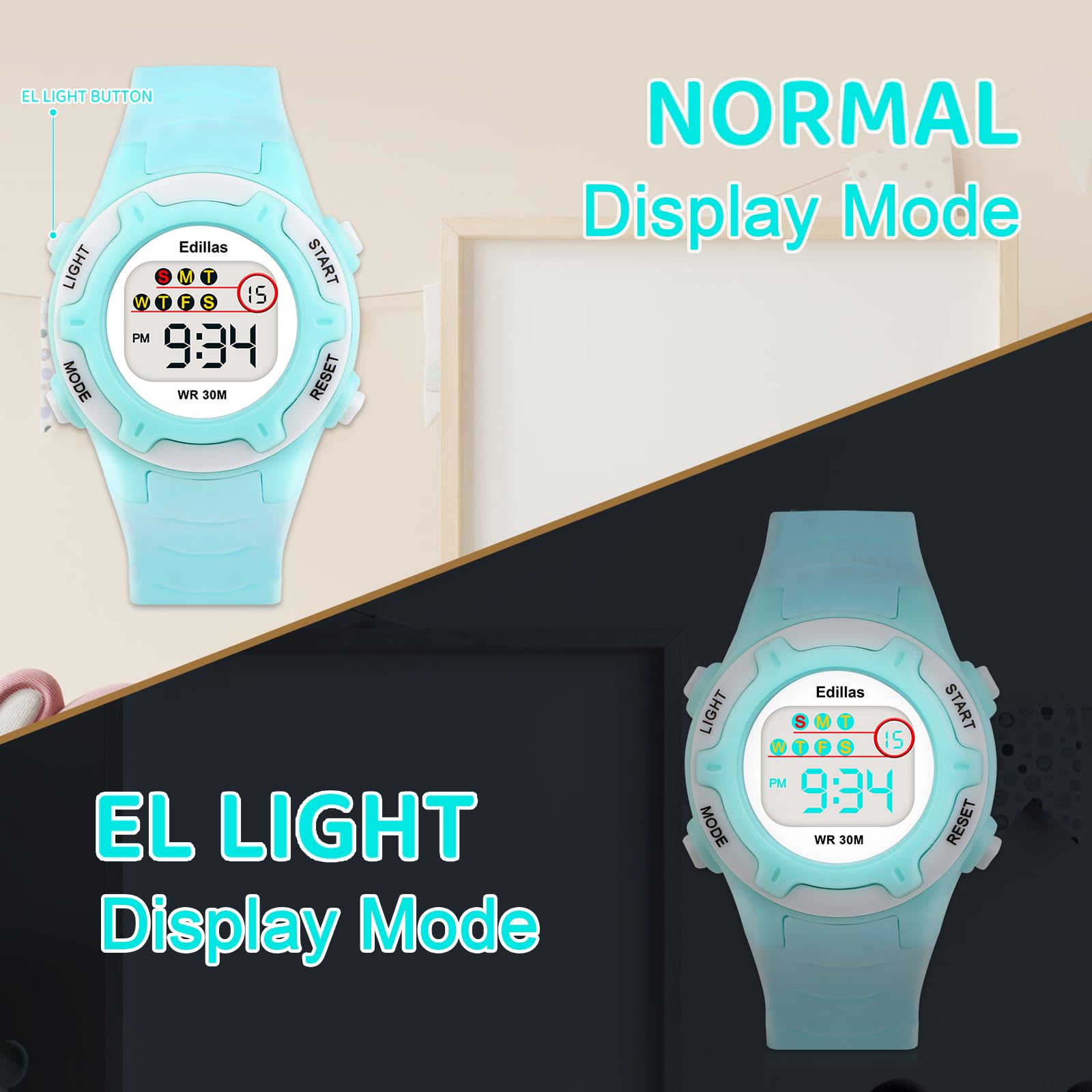Edillas Kids Watch Digital for Girls Boys, Children Waterproof Watches Multi-Functional with LED Backlight Alarm/Stopwatch for Student Ages 4-13
