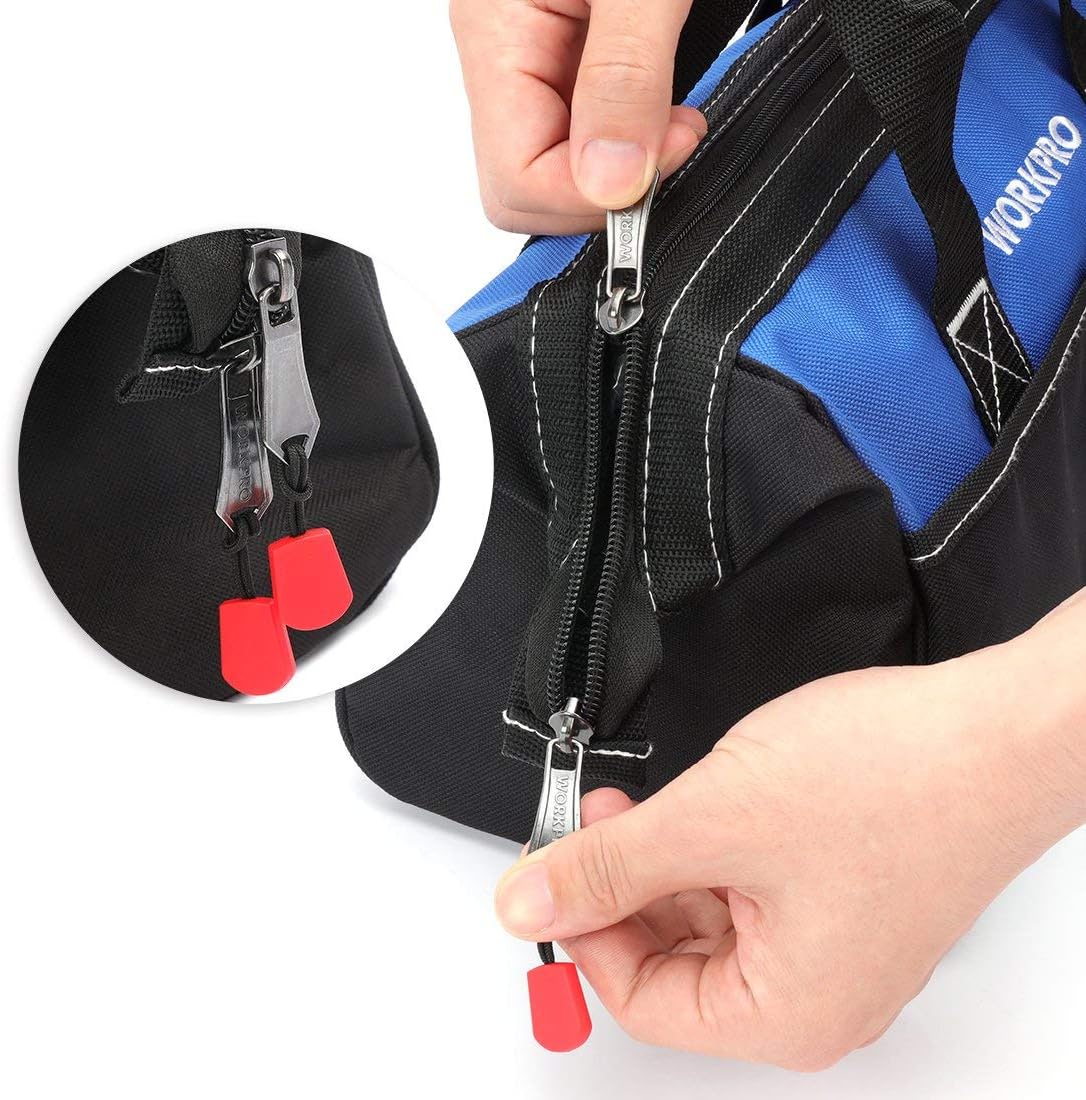 WORKPRO 13-inch Tool Bag, Wide Mouth Tool Tote Bag with Inside Pockets for Tool Storage - - 