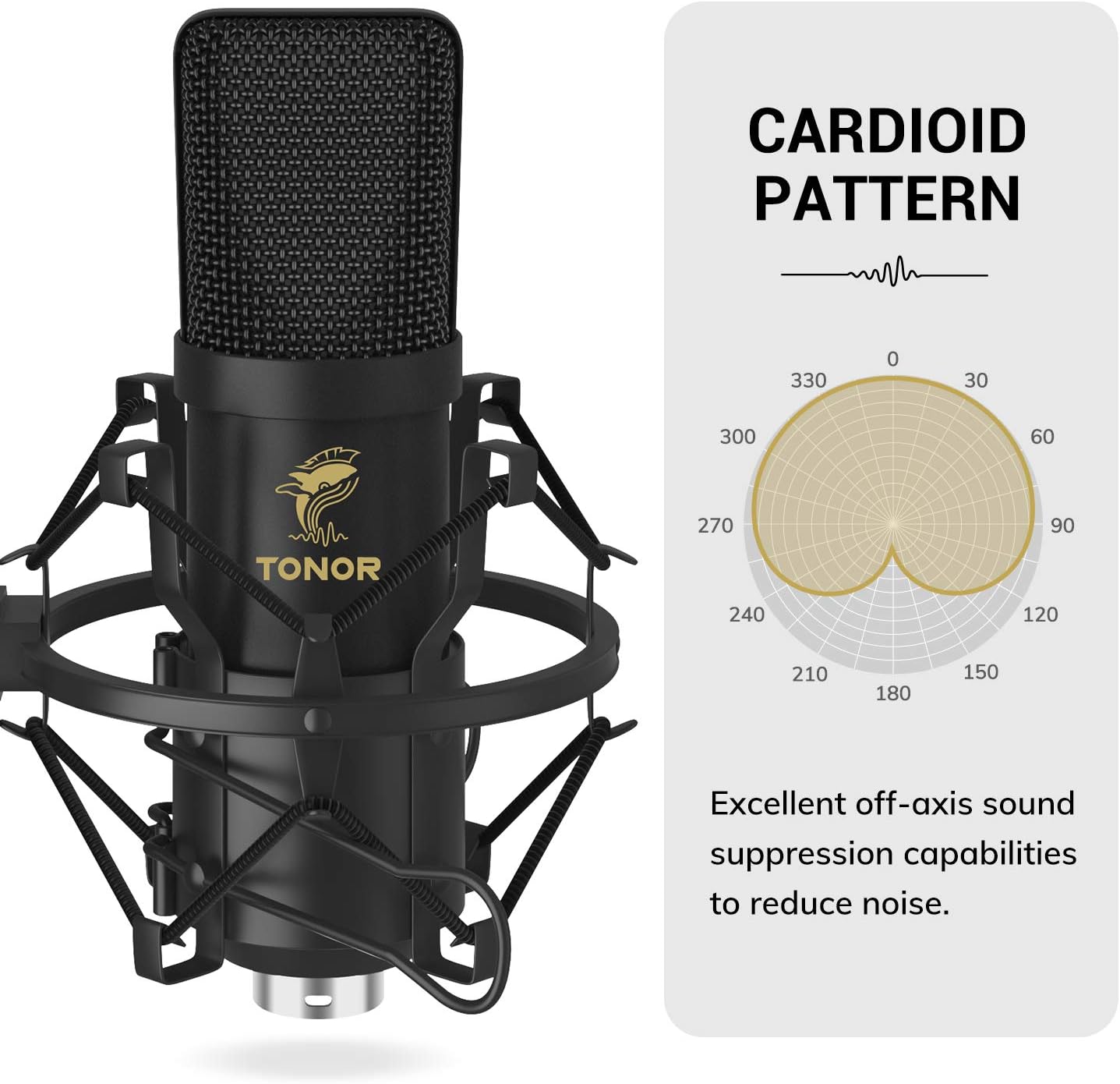 XLR Condenser Microphone, TONOR Professional Cardioid Studio Mic Kit with T20 Boom Arm, Shock Mount, Pop Filter for Recording, Podcasting, Voice Over, Streaming, Home Studio, YouTube (TC20): Computers & Accessories