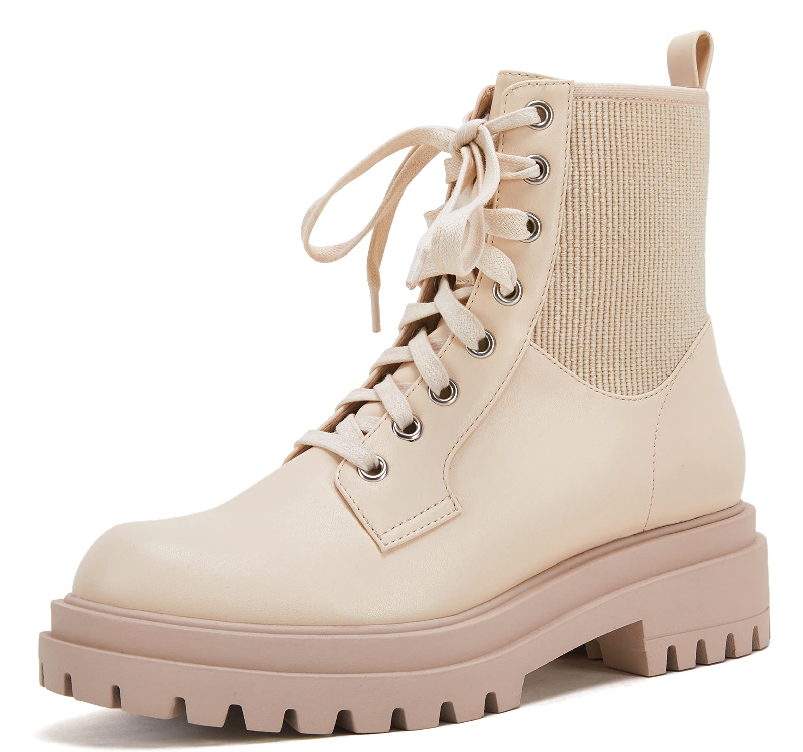 lug sole low heel leather ankle boots